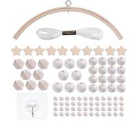 beinkmake Nursery Wooden Frame Handmade Mobile DIY Kit Natural Wood Frame Ornaments Crib Mobile Wind Bed Bell Ceiling Wind Chime Hanging Ornaments, Pentagram