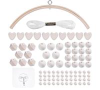 beinkmake Nursery Wooden Frame Handmade Mobile DIY Kit Natural Wood Frame Ornaments Crib Mobile Wind Bed Bell Ceiling Wind Chime Hanging Ornaments, Cordate