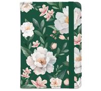 beinkmake Passport Holder RFID Passport Cover Travel Wallet Passport Case with Credit Card Slots, Green ans White Flowers