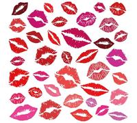 beinkmake Red Lips Wall Decals Stickers Different Sizes Lipstick Removable Stickers Bathroom Wall Art Decor Valentine's Day Kisses Peel and Stick for Bedroom Living Room Apartment Cars Decor