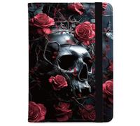 beinkmake Rose Skull Passport Holder Gothic Style Travel Document Wallet Passport Cover with Credit Card Slots for Women Men Business Tourism Slim PU Leather