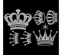 beinkmake Set of 6 Crown Rhinestone Iron on Hotfix Transfer Bling Queen Crowns Print Iron on Heat Transfer Elegant Princess Crystal Self Adhesive Stickers for Clothes Bags Hats Pants DIY Decals