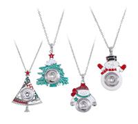 beinkmake Snap Button Necklace Winter Christmas Charms Metal Pendant Necklace Chain for Ginger Buttons, Metal, No Gemstone