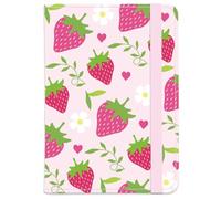 beinkmake Strawberry Leather Passport Holder Cover Pink Hearts Flower Travel Wallet Passport Case with Credit Card Slots for Women Men Travelling Essentials for Flying