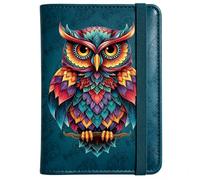 beinkmake Vibrant Mandala Owl Passport Holder for Travel, 5.9" x 4.3"