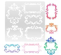 beinkmake Vintage Frame Stainless Steel Stencil 6 x 6inch Baroque Border Metal Stencil Templates Reusable Drawing Template for Painting on Wood Walls Fabric Furniture Canvas Journaling Decor