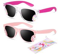 Beipegin 2 Pieces Kids Sunglasses Girl, Cute Unicorn Sunglasses UV Protection Toddler Eyewear for 3-12 Outdoor Beach Party Dress Up Glasses Girl Gifts
