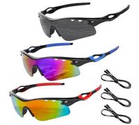 Beipegin 3 Pcs Cycling Glasses Running Sunglasses, Sport Sunglasses with Adjustable Sports Eyeglasses Strap, UV400 Protection for Men Women Outdoor