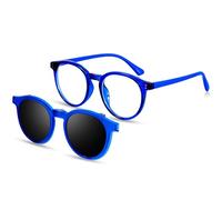 Beipegin Blue Light Glasses for Kids with Clip On Sunglasses Polarised, Round shape Gaming Computer Glasses Outdoor Glasses for Boys Girls