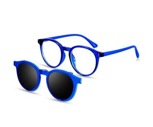 Beipegin Blue Light Glasses for Kids with Clip On Sunglasses Polarised, Round shape Gaming Computer Glasses Outdoor Glasses for Boys Girls