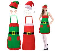 Beipegin Christmas Elf Costume Christmas Apron Elf Apron Christmas Hat Santa Glasses Elf Ears Christmas Costumes Elf Accessories Women Men Xmas Party Role Play