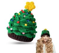 Beipegin Christmas Tree Hat Santa Hat Warm Winter Knitted Crochet Beanie Christmas Hats Novelty for Adults Kids Christmas Party