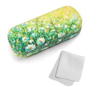 Beipegin Hard Shell Glasses Case for Women Men Kids Classic Floral Bee Large Glasses Case with Cleaning Cloth Eyewear Accessories for Sunglasses Storage