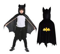 Beipegin Kids Bat Costume, Unisex, Ages 3-8, Batman, Halloween, Cape, One Size, Pull On, Costume