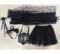 Beipegin Spider Costume for Kids Spiderweb Cape Tutu Skirt Spider Headband Candy Bag Halloween Vampire Costume Fancy Dress Cosplay