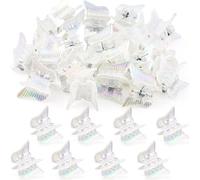BEIQIYA 12pcs Mini Butterfly Claw Clips for Women, Glitter Hair Clips Claws, Small Y2k 2000s Butterfly Headwear Barrettes Accessories for Long Short Curly Straight Haircut- White