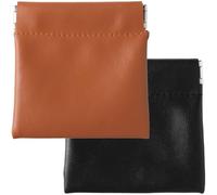 BEIQIYA 2pcs Small Makeup Bag, Organosilicone Portable Cosmetic Bags, Mini Snap Closure Clamp Cosmetic Organizer for Coin Lipstick Glasses- Black & Brown