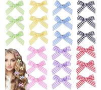 BEIQIYA 35pcs Mini Bow Hair Clip for Women, Non-Slip Cute Small Hair Bow, Y2K Sweet Gingham Craft Hair Barrettes, Colorful Bowknot Hair Accessories for Long Short Straight Curly Hair- 7 Colors