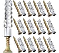 BEIQIYA 80pcs Tree Shaped Wall Anchor with Screws, M6 Loose Hinge Hole Expansion Screws Anchors, Heavy Duty Steel Repairing Kits for Hollow Concrete Wall Drywall- Silver & Gold