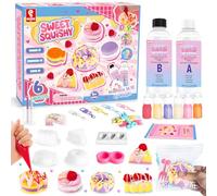 BEIREG DIY Sweet Squishy Making Kit - Make Your Own Dessert Squishies 6 Molds & 18OZ AB Silicone - Donut, Macaron, Taiyaki & More for Stress Relief Craft Gift for Girls Kids Party Favors