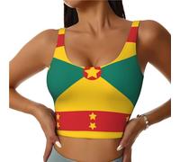 Beirijl Flag of Grenada Sports Bra for Women - Yoga Tank Top,Sports Vest with Performance Stretch and Quick Dry Fabric, Black, Medium Short