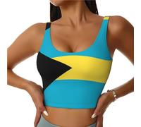 Beirijl Flag of The Bahamas Sports Bra for Women - Yoga Tank Top,Sports Vest with Performance Stretch and Quick Dry Fabric, Black, Small Short