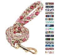 Beirui Floral Dog Lead for Small Medium Large Dogs - Durable Strong Nylon Light-weight Dog Lead,150cm*2cm,Beige Flower