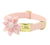 Beirui Personalized Cute Girl Dog Collars with Removable Flower,Soft Padded Female Dog Collars Adjustable with Golden Metal Buckle for Small Medium Large Dogs (Pink, L)