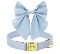 Beirui Personalized Dog Collar with Large Bow for Holiday,Cute Bowtie Dog Collar with Golden Metal Buckle,Soft & Durable Boy Dog Wedding Collar for Small Medium Large Dogs(Blue, M)
