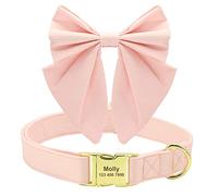 Beirui Personalized Dog Collar with Large Bow for Holiday,Cute Bowtie Dog Collar with Golden Metal Buckle,Soft & Durable Boy Dog Wedding Collar for Small Medium Large Dogs(Pink, M)