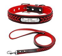 Beirui Personalized Soft Padded Dog Collar with Buckle Comfortable and Stylish Leather Dog Collar for Small Medium Large Dogs with 4ft Matching Leash(XS, Red 22-29cm)