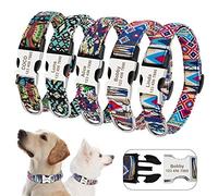 Beirui Tribal Pattern Custom Dog Collar with Engraved Name Plate - Soft Padded Personalised Dog Collars with Lightweight Buckle - Adjustable Pet Collars For Small Medium Large Dogs,L