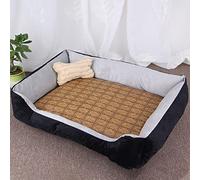 BEISCO Pet Kennel cat Kennel Dog mat Golden Retriever Teddy Warm Four-Season Litter mat pet Supplies (Bones) Blackgraywithmattresstopper