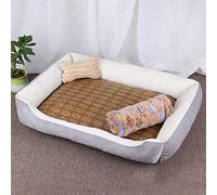 BEISCO Pet Kennel cat Kennel Dog mat Golden Retriever Teddy Warm Four-Season Litter mat pet Supplies (Bones) graybeigefour-Piece