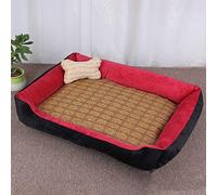 BEISCO Pet Kennel cat Kennel Dog mat Golden Retriever Teddy Warm Four-Season Litter mat pet Supplies (Bones) redandblackwithmattresstopper