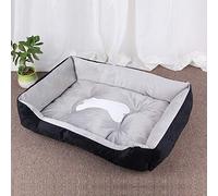 BEISCO Pet Kennel cat Kennel Dog mat Golden Retriever Teddy Warm Four-Season Litter mat pet Supplies (Bones) Black-graysinglefossa
