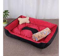 BEISCO Pet Kennel cat Kennel Dog mat Golden Retriever Teddy Warm Four-Season Litter mat pet Supplies (Bones) redandblackwithblanket