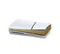 BeisDirect Console Middle Skin for Sony PS5 Slim Console Carbon Fiber Skin Cover Middle Strip Sticker Host Center Decals for Sony PS5 Slim Game Console Accessories (Carbon Fiber - Gold)