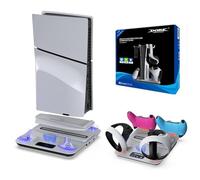 BeisDirect PS5 Stand Cooling Fan for PS5 Slim/PS5 Console, Dual Controller Charging Dock Station for PSVR 2 & PS5, Multi-functional Vertical Stand with Controller Charger for PS5 VR 2