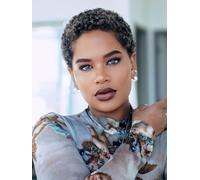 BeiSDWig Ombre Brown Blonde Synthetic Short Curly Wig, Afro Kinky Curly Full Head Wig for Black Women, Short Haircut