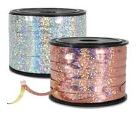 BEISHIDA 2 Pack 100 Yards Rose Silver Ribbon Curling Crimped Glitter Ribbon Balloon String Shiny Metallic for Gift Wrapping Ribbon Birthday Party Festival Art Craft Decor Florist Flowers Decoration