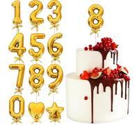 BEISHIDA 3D Number Cake Topper Gold 8 Numbers Happy Birthday Cake Topper 18th 30th 40th 50th Birthday Cake Toppers for Birthday Party Wedding Anniversary Decorations