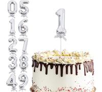 BEISHIDA 3D Number Cake Topper Silver 1 Numbers Happy Birthday Cake Topper 1st 10th 21st 31th 41th 51th Birthday Cake Toppers for Birthday Wedding Anniversary Decorations