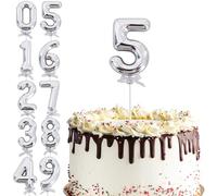 BEISHIDA 3D Number Cake Topper Silver 5 Numbers Happy Birthday Cake Topper 15th 30th 40th 50th Birthday Cake Toppers for Wedding Anniversary Birthday Decorations