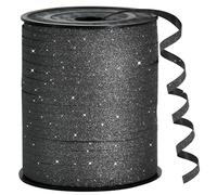 BEISHIDA 501 Yards Black Glitter Curling Crimped Ribbon, Art Deco, Plastic, Multiple Occasions, Black, Glitter
