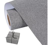 BEISHIDA Grey Gift Wrapping Paper Glitter Wrapping Paper Roll Solid Color Glitter Sparkle Gift Wrap Paper,Packing Paper for Wedding,Birthday,Graduation,Christmas Wrapping Paper(17inchesX32.8ft)