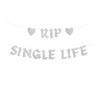 BEISHIDA Silver RIP Single Life Banner,NO DIY, Pre-Strung Bachelorette Party Decorations,Till Death Do Us Party Supplies,Bride or Die Party Decor, Gag Gift
