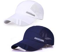 BEISIJIA 2 Pcs. Ultra Thin Quick Dry Sun UV Protection Baseball Cap Mesh Breathable Outdoor Sports Running Hat Unisex (White+Navy Blue