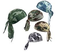 BEISIJIA 5 Packs Sports Cycling Cap Breathable Quick Dry Bandana Under Helmet Skull Cap Adjustable Cycling Hat Running Beanie Pirate Hat Headband for Men Women