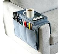 BEISIJIA Sofa Armrest Organizer with Cup Holder Tray, Couch Arm Caddy, Remote Control Storage Holder for Phone, Tablet, Magazine, Book, Glasses, Cables, Drinks and Snacks